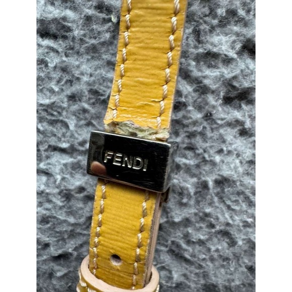 Vintage Fendi Women's Turn-Lock Flap Leather‎ Crossbody Bag Yellow 8" x 6" - Picture 4 of 14